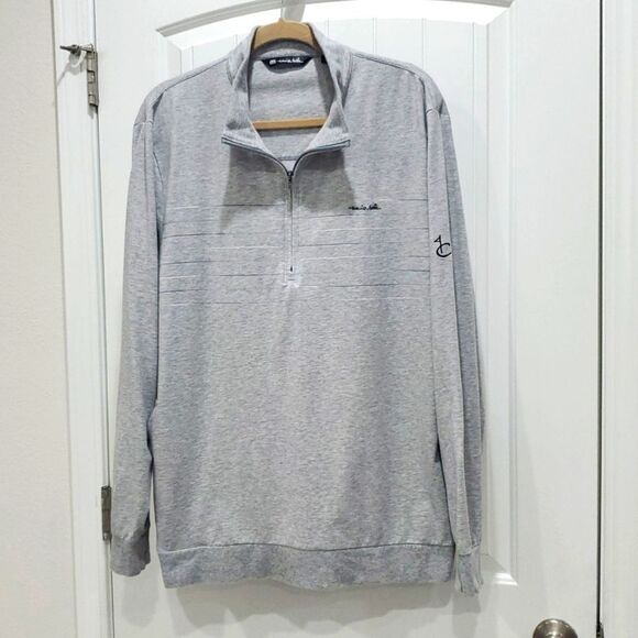 Travis Mathew Striped Performance Mens Grey quarter-zip jacket size  XLarge - Picture 1 of 8